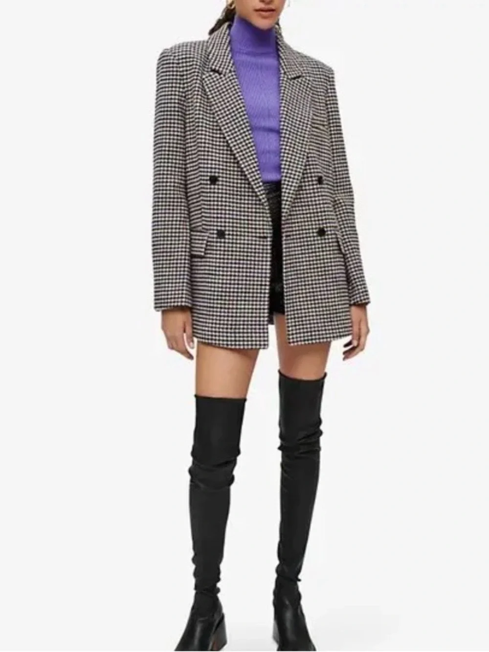 MAJE Votale Houndstooth Wool blend Jacket 34 - Picture 4 of 8
